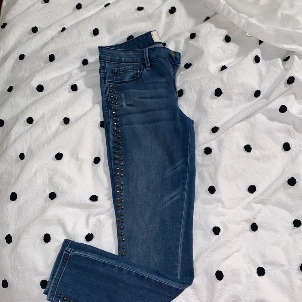 EUC Rachel Roy Denim Distress Studded Ankle Jeans